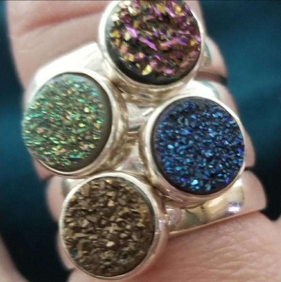 Druzy Quartz & Sterling Silver ring - Picture 4 of 10